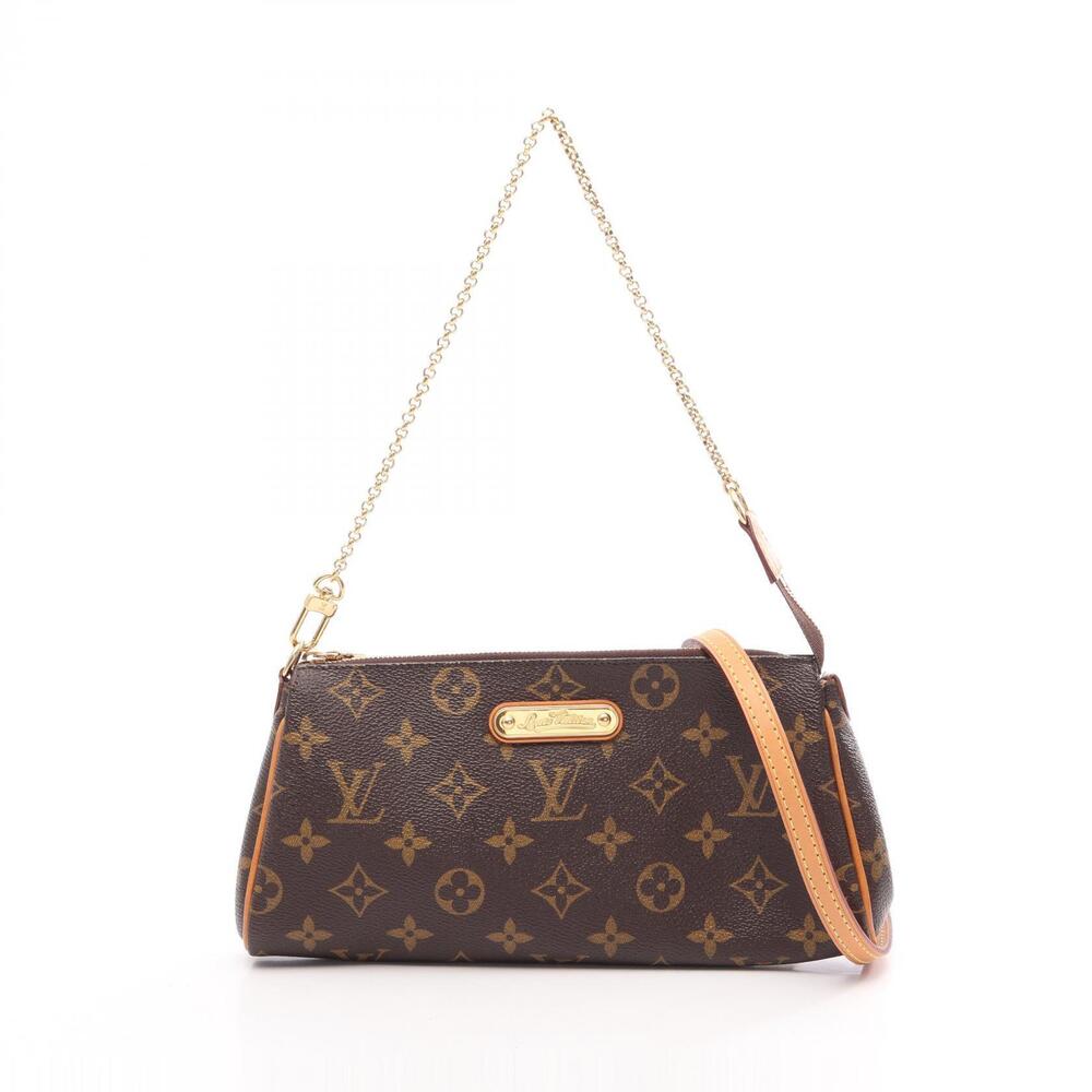 Louis Vuitton Eva Canvas Leather Monogram Shoulder Bag Brown